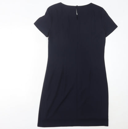 M&Co Women’s Navy Blue Size 10 Sheath Dress Beaded Embellished