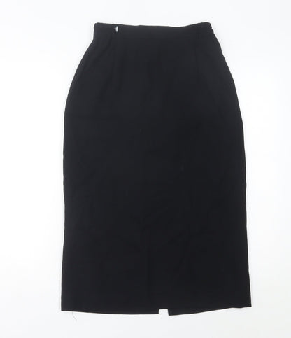 Bassini Women’s Black Wool Pencil Skirt Size 12 Midi Workwear
