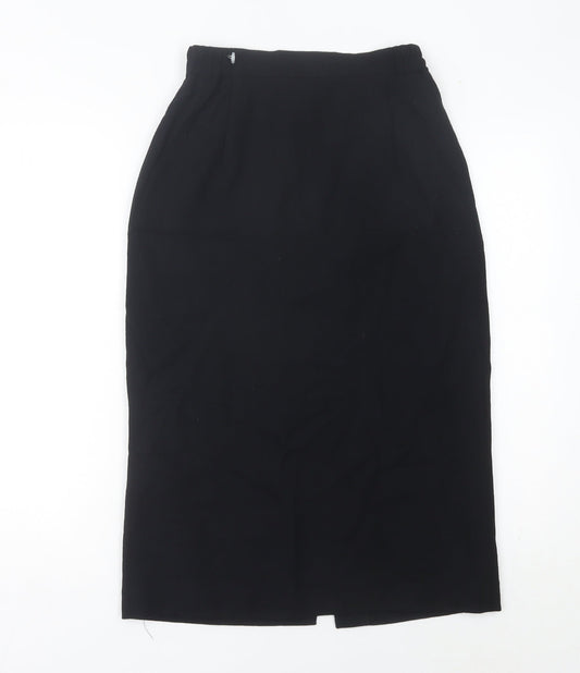 Bassini Women’s Black Wool Pencil Skirt Size 12 Midi Workwear