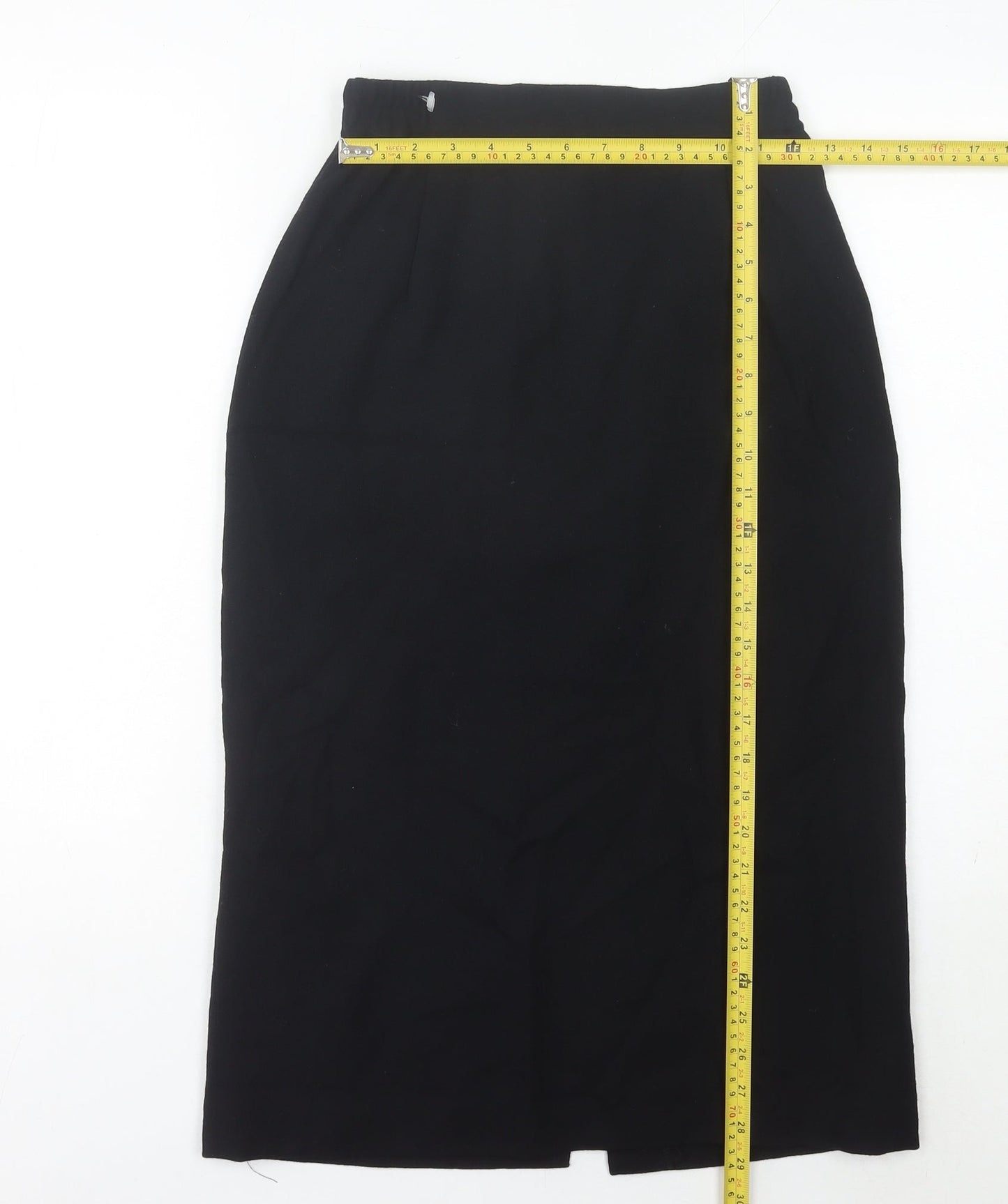 Bassini Women’s Black Wool Pencil Skirt Size 12 Midi Workwear