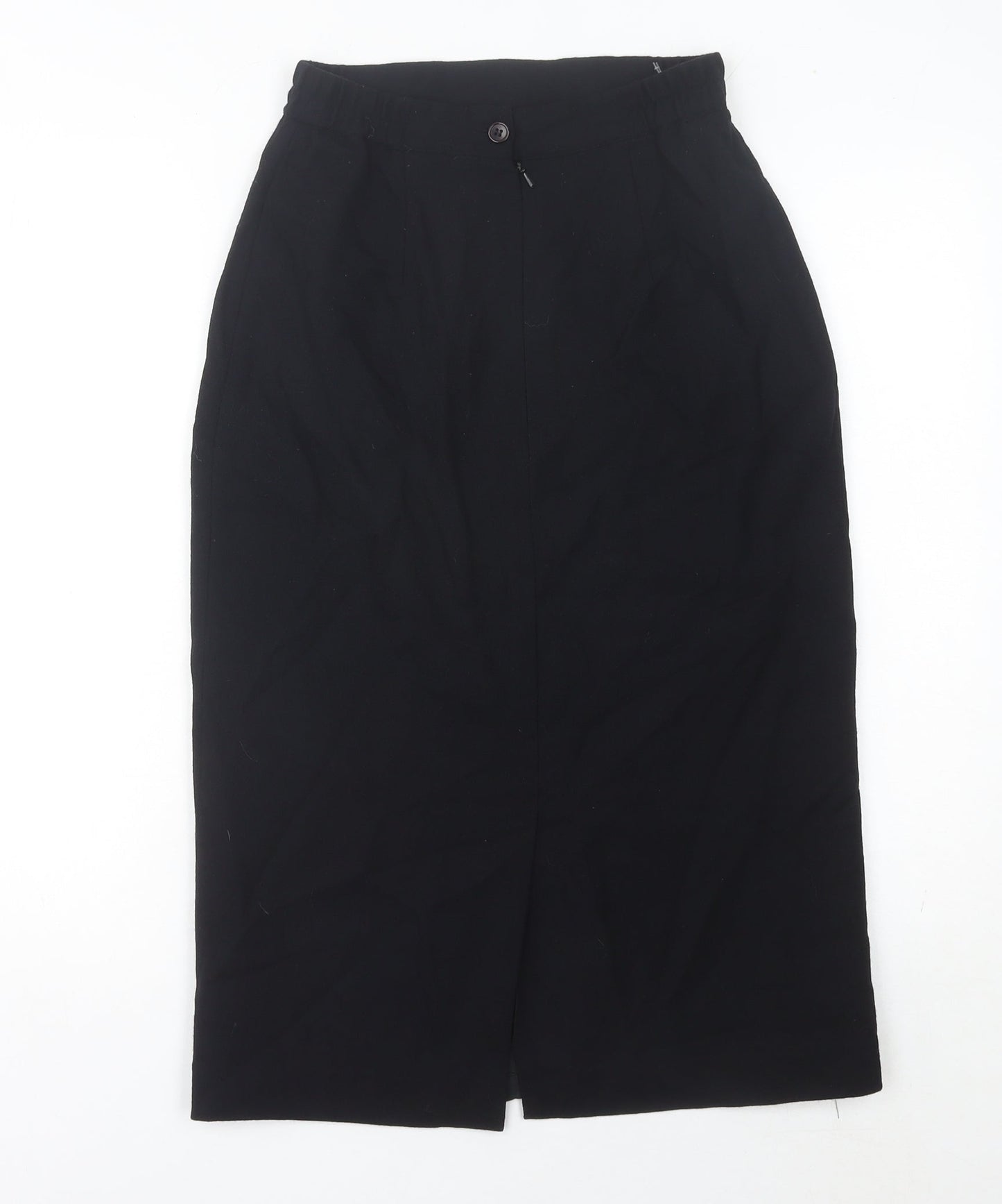 Bassini Women’s Black Wool Pencil Skirt Size 12 Midi Workwear