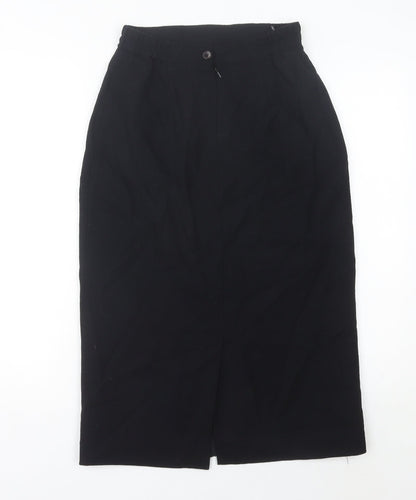 Bassini Women’s Black Wool Pencil Skirt Size 12 Midi Workwear