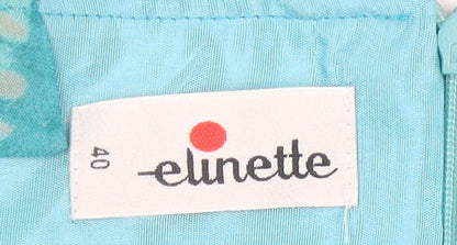 Elinette Women Blue Midi Sheath Dress Size 12 Sleeveless Square Neck