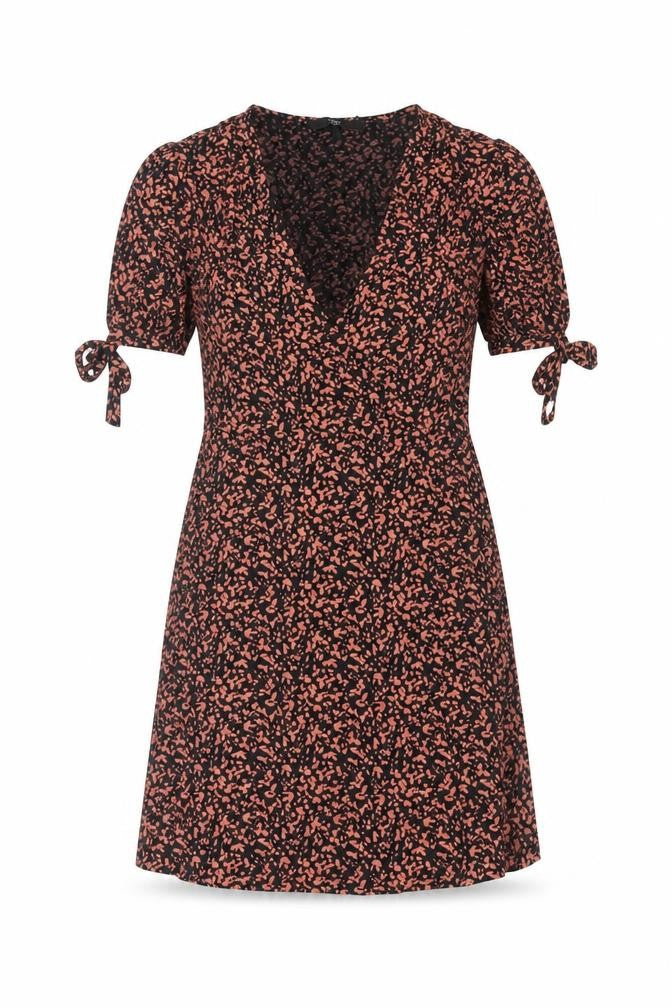 Next Womens Black Floral Wrap Dress Size 10 Knee Length Viscose