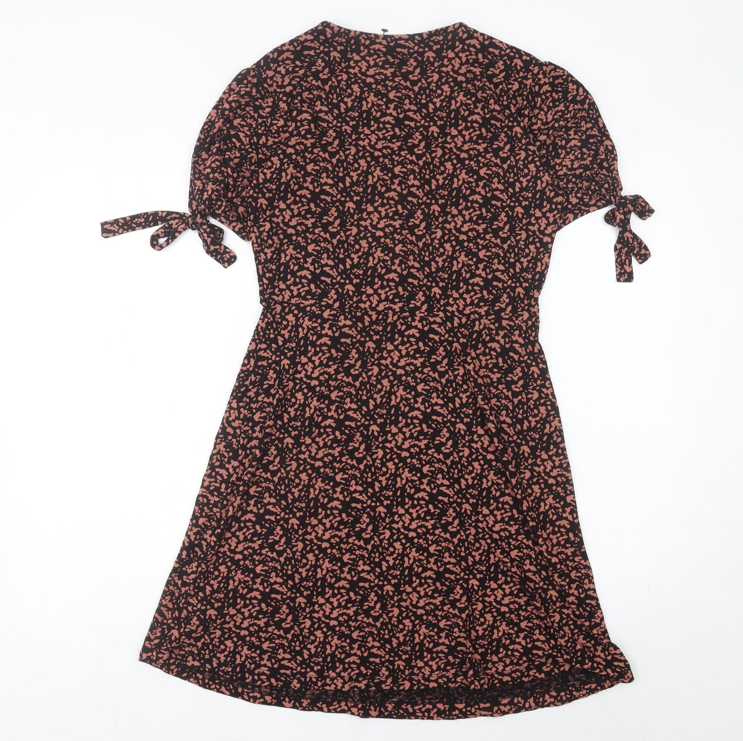 Next Womens Black Floral Wrap Dress Size 10 Knee Length Viscose