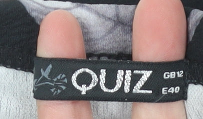 Quiz Womens Black Floral Midi Bodycon Dress Size 12 Party