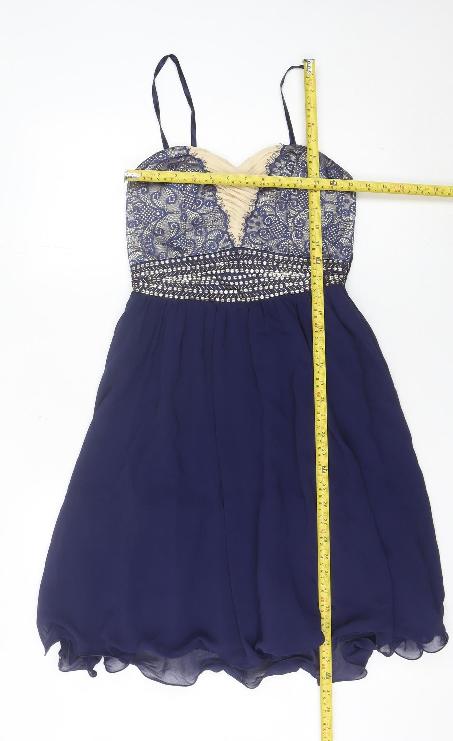 Little Mistress Womens Blue Size 10 Fit & Flare Cocktail Party Dress