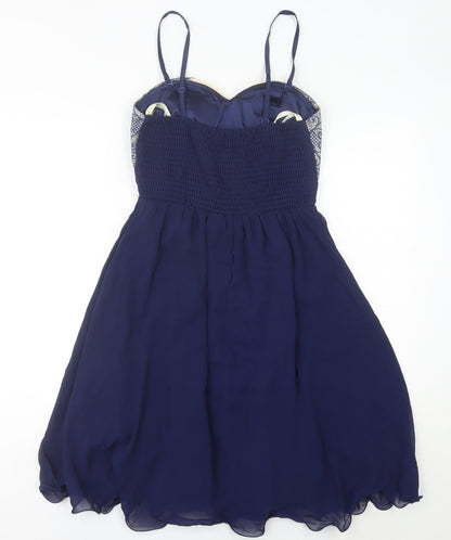 Little Mistress Womens Blue Size 10 Fit & Flare Cocktail Party Dress