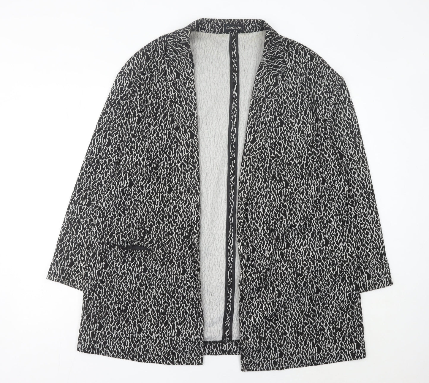 George Women’s Black Animal Print Blazer Jacket Size 18 Regular