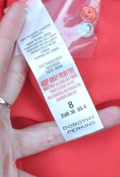 Womens UK Size 8 Dorothy Perkins Red Basic Blouse