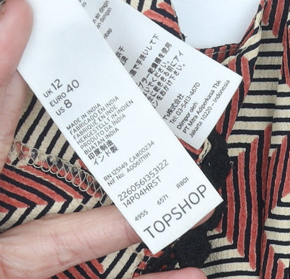 Topshop Womens Multicoloured Geometric Playsuit Size 12 V-Neck