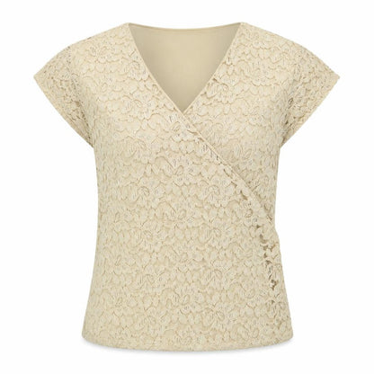 Coldwater Creek Womens Beige Lace Wrap Blouse Top M