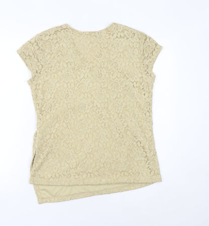 Coldwater Creek Womens Beige Lace Wrap Blouse Top M