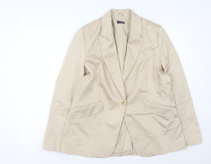 Marks and Spencer Womens Beige Blazer UK 16 Regular Fit One Button