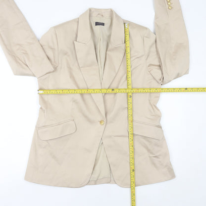 Marks and Spencer Womens Beige Blazer UK 16 Regular Fit One Button