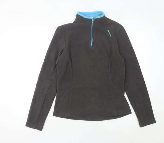 Quechua Women’s Black Fleece Sweatshirt Size 12 1/4 Zip Hiking Top