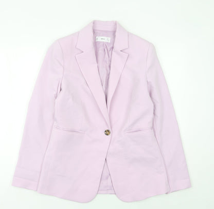 Mango Women Pink Regular Fit Blazer Size 10 Formal Jacket