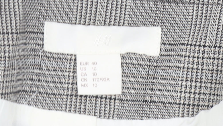 H&M Womens Grey Checked Double Breasted Suit Jacket Size 12