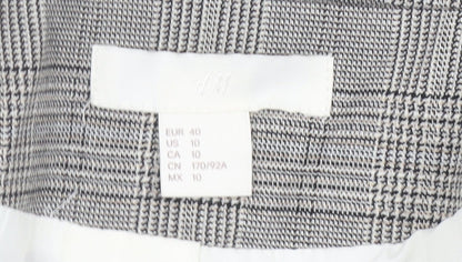 H&M Womens Grey Checked Double Breasted Suit Jacket Size 12