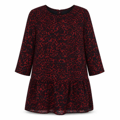 Hush Women Red Animal Print Shift Dress Size 12 3/4 Sleeve