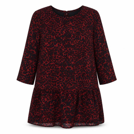 Hush Women Red Animal Print Shift Dress Size 12 3/4 Sleeve