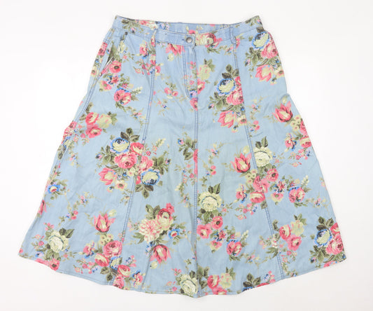 Marks and Spencer Women’s Blue Floral A-Line Midi Skirt Size 18