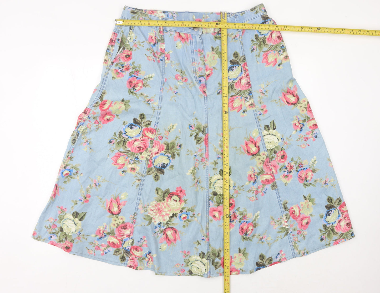 Marks and Spencer Women’s Blue Floral A-Line Midi Skirt Size 18