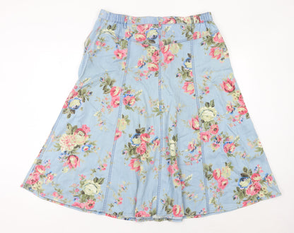 Marks and Spencer Women’s Blue Floral A-Line Midi Skirt Size 18