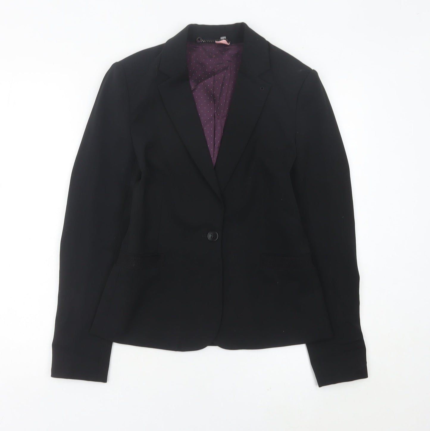 Jigsaw Women Black Blazer UK 8 Wool Blend Tailored Jacket
