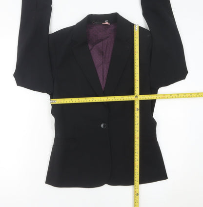 Jigsaw Women Black Blazer UK 8 Wool Blend Tailored Jacket