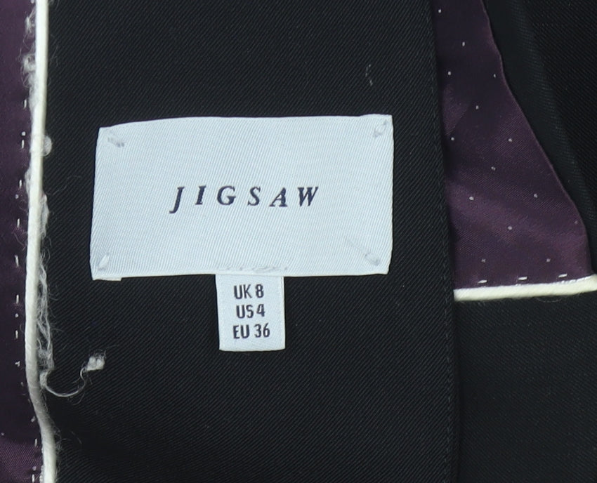 Jigsaw Women Black Blazer UK 8 Wool Blend Tailored Jacket
