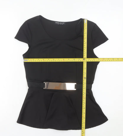 Select Women’s Black Size 6 Peplum Tunic Blouse with Belt
