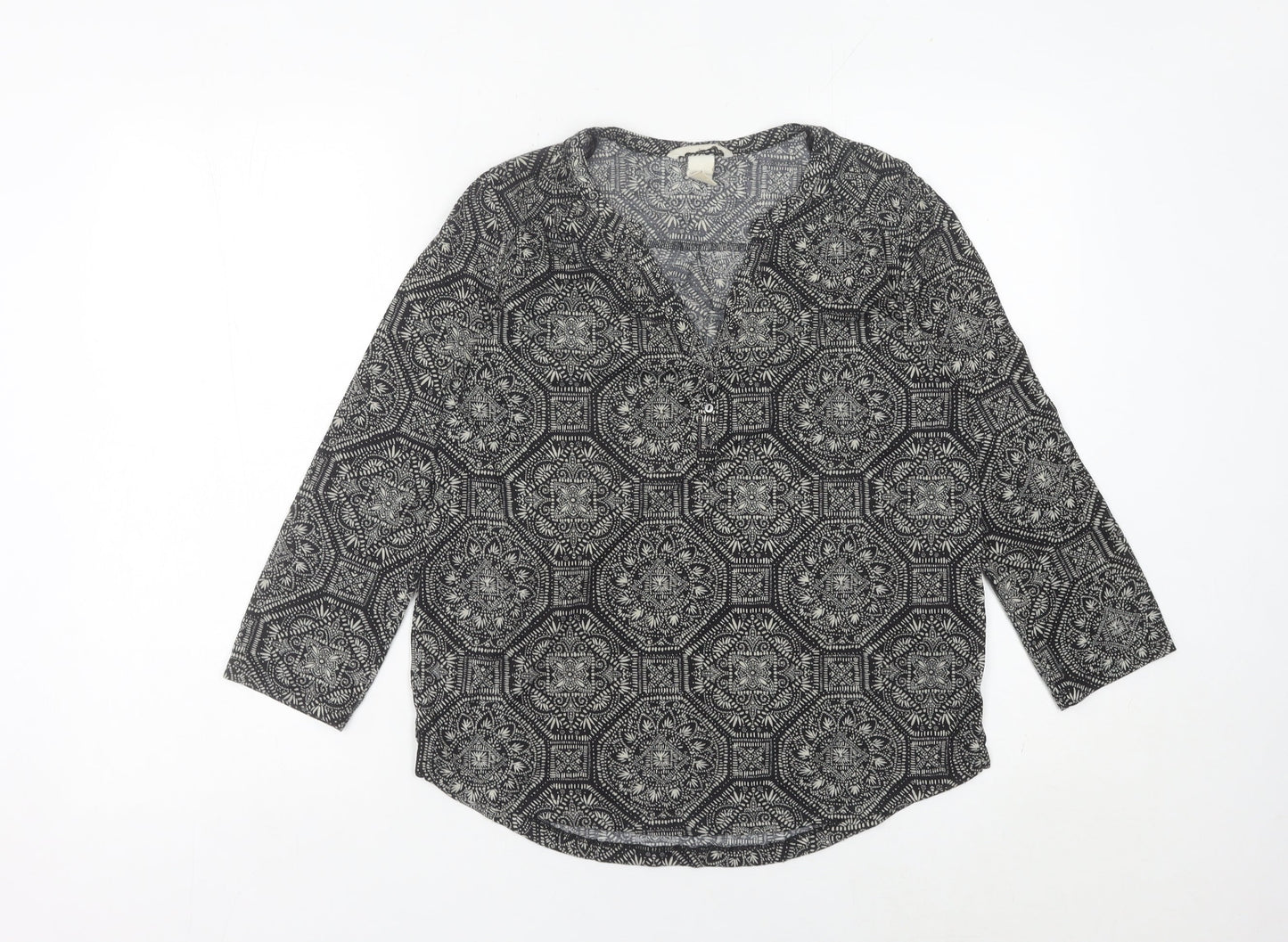 Womens UK Size 8 H&M Black Tunic Blouse
