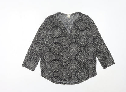 Womens UK Size 8 H&M Black Tunic Blouse