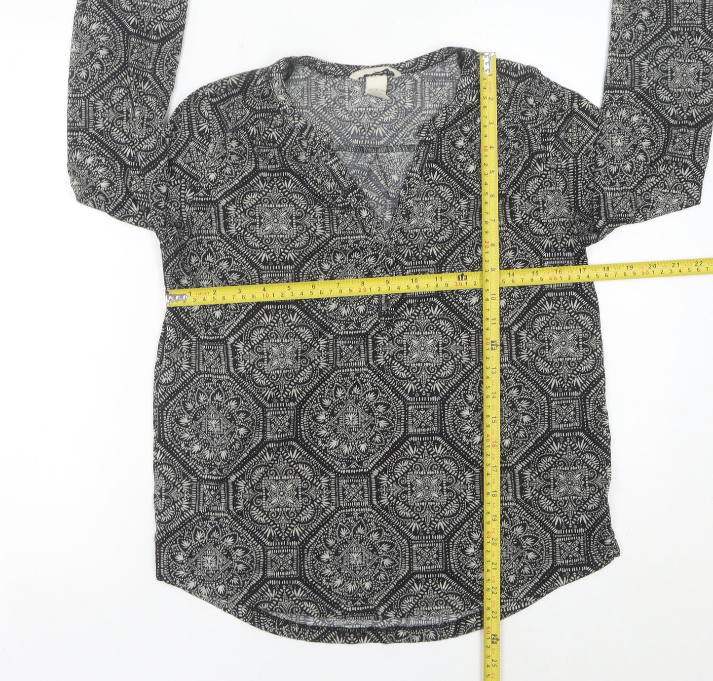 Womens UK Size 8 H&M Black Tunic Blouse