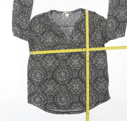 Womens UK Size 8 H&M Black Tunic Blouse