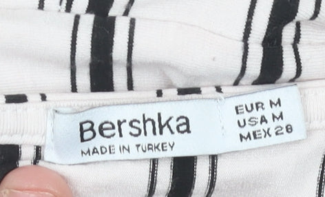 Bershka Women’s White Striped Wide-Leg Sleeveless Jumpsuit Size 12