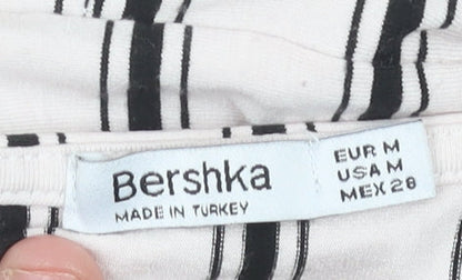 Bershka Women’s White Striped Wide-Leg Sleeveless Jumpsuit Size 12