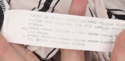 Bershka Women’s White Striped Wide-Leg Sleeveless Jumpsuit Size 12