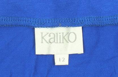 Womens UK Size 12 Kaliko Blue Basic T-Shirt