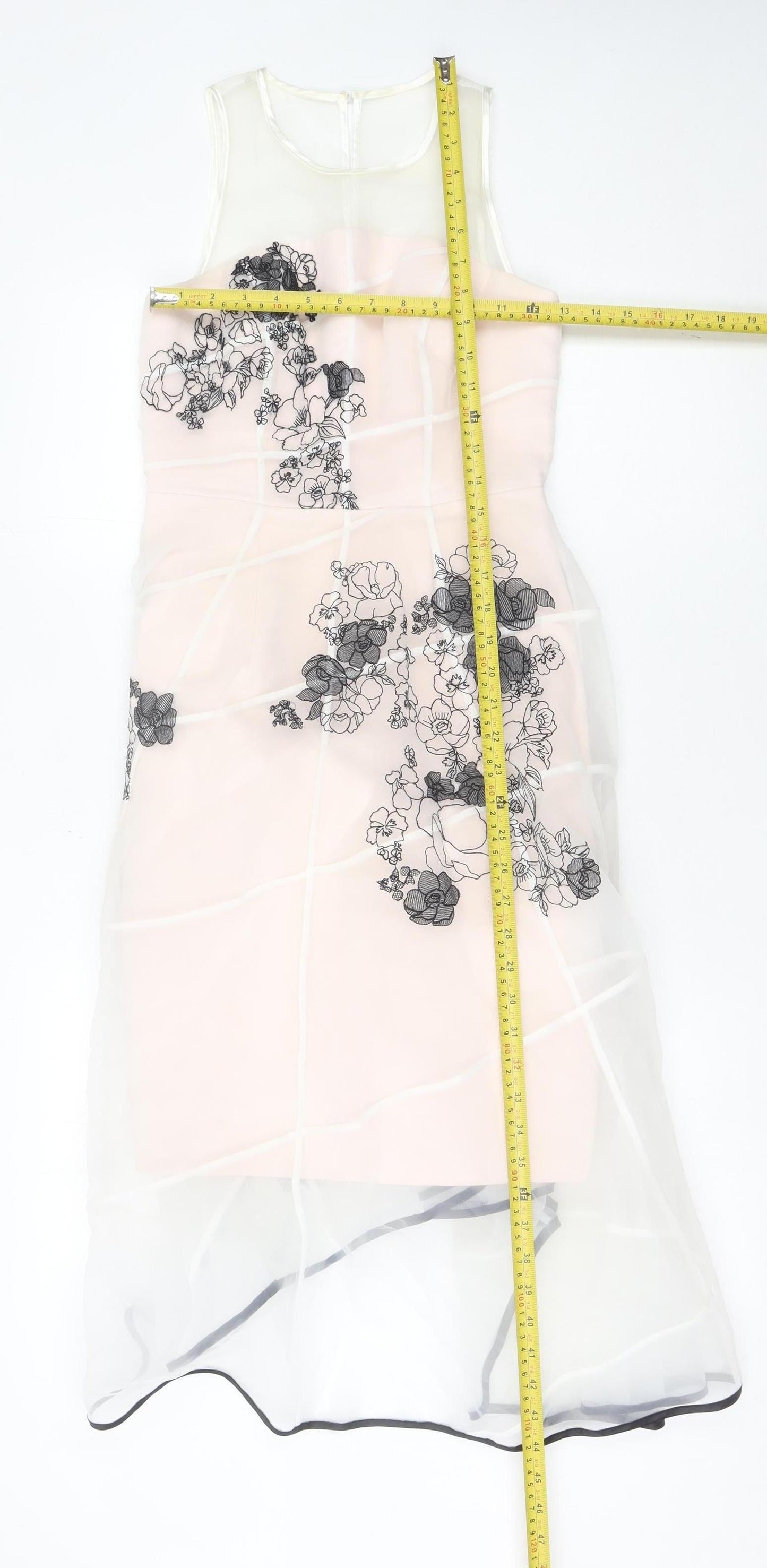 Coast Women Pink Fit & Flare Floral Embroidered Midi Dress UK 6