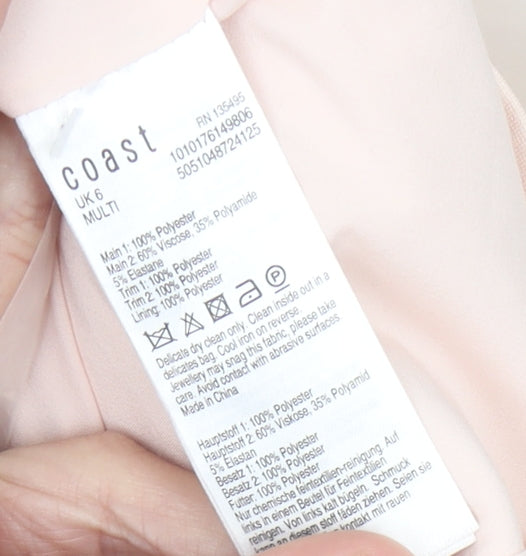 Coast Women Pink Fit & Flare Floral Embroidered Midi Dress UK 6