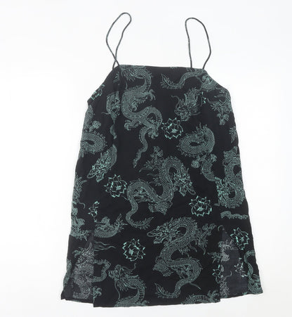 Motel Womens Black Dragon Print Slip Dress Size M Viscose