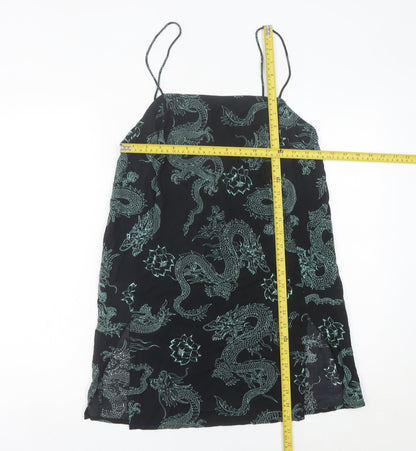 Motel Womens Black Dragon Print Slip Dress Size M Viscose