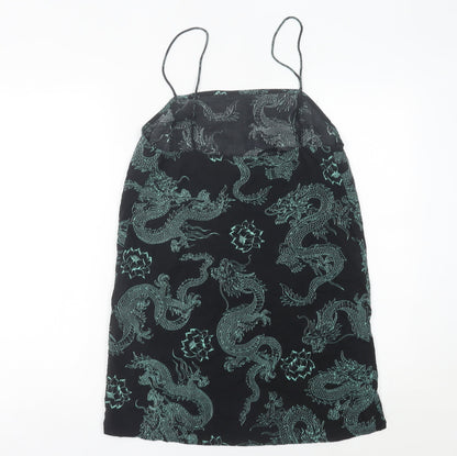 Motel Womens Black Dragon Print Slip Dress Size M Viscose