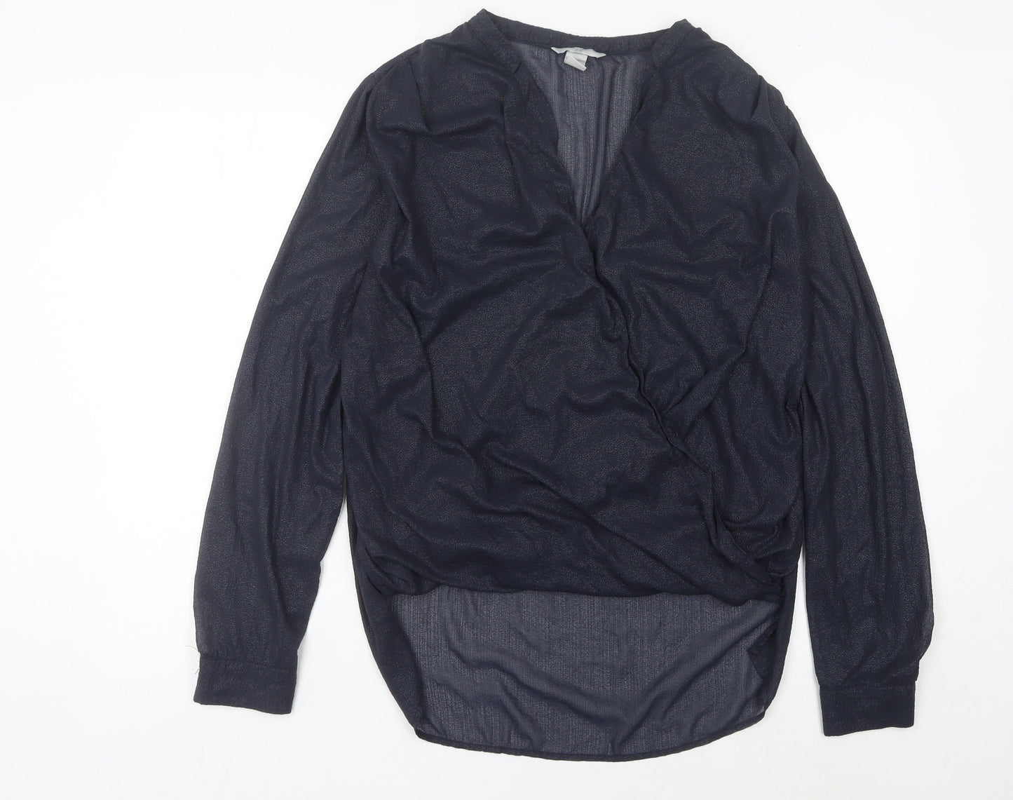 Womens UK Size 14 H&M Blue Wrap Blouse