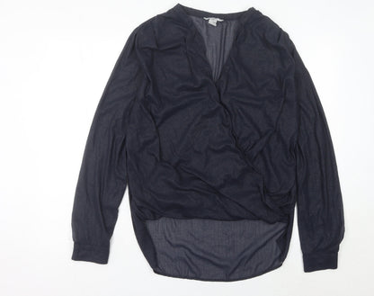 Womens UK Size 14 H&M Blue Wrap Blouse
