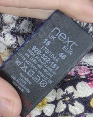 Next Women’s Multicoloured Floral Shift Dress Size 18 Linen Blend