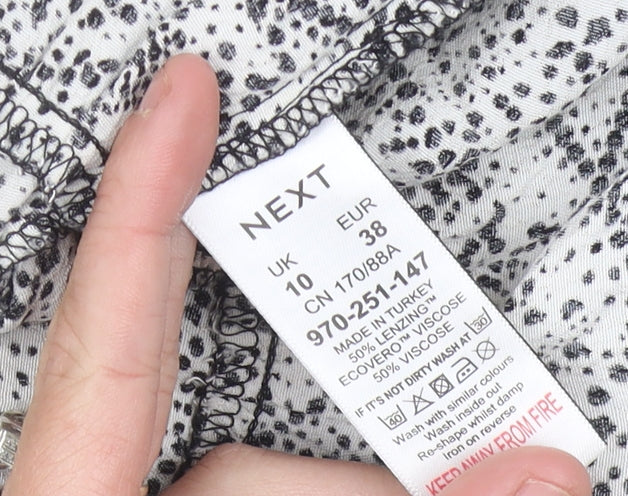 Next Women’s Black Geometric A-Line Ruffle Dress Size 10