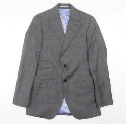 Charles Tyrwhitt Men Grey 36 Blazer Jacket Wool Cashmere Check